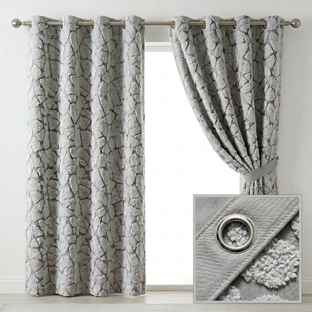Abstract Grey Crackle Curtains