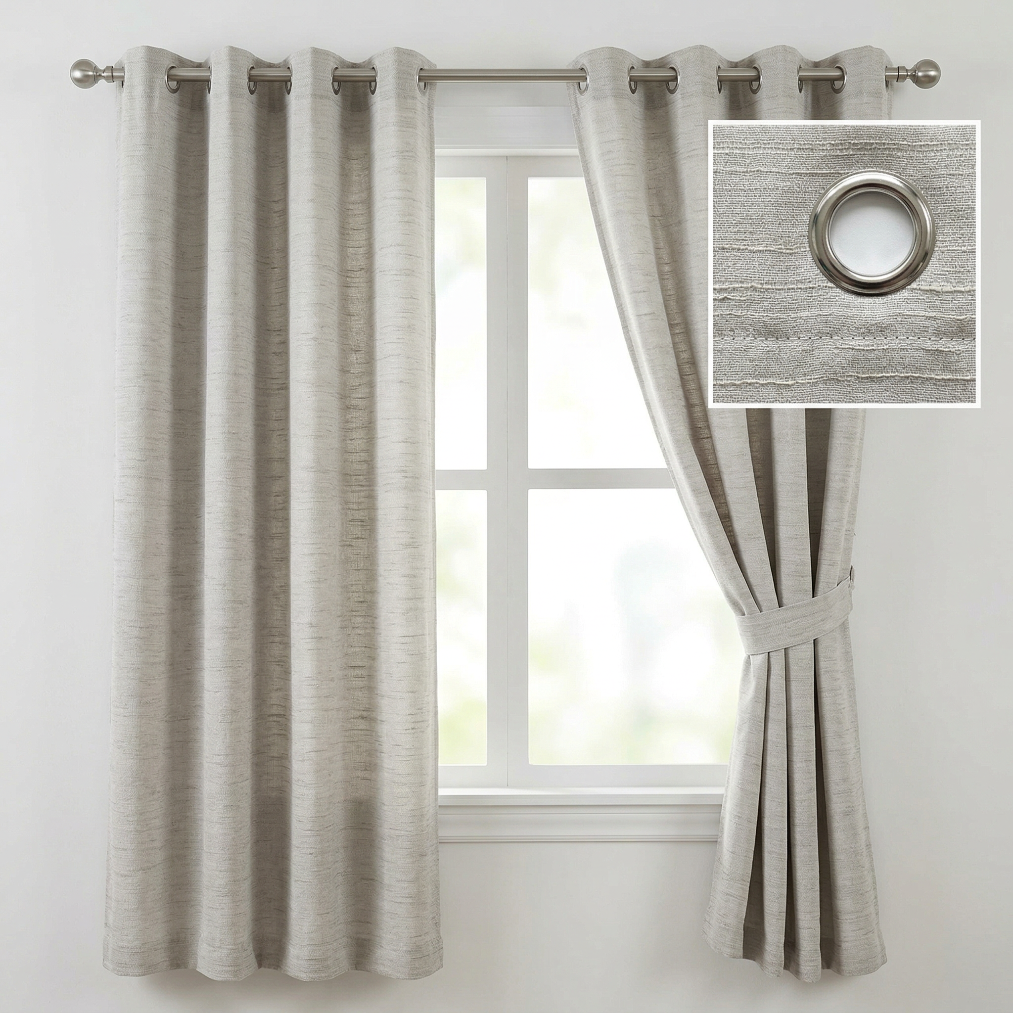 Sophisticated Oatmeal Shimmer Textured Curtains