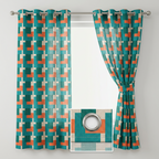 Small Design Blue And Orange Curtains
