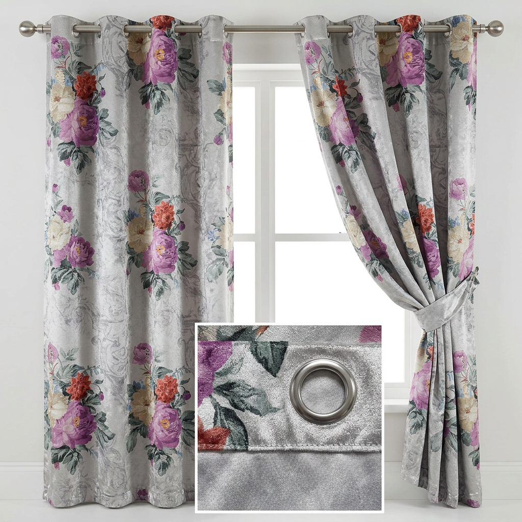 Magenta Floral Statement Curtains