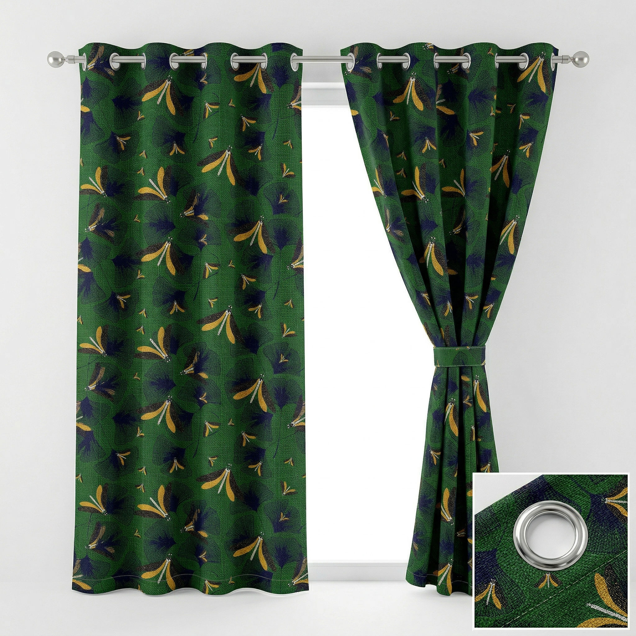 Green Ginkgo Leaf Curtains