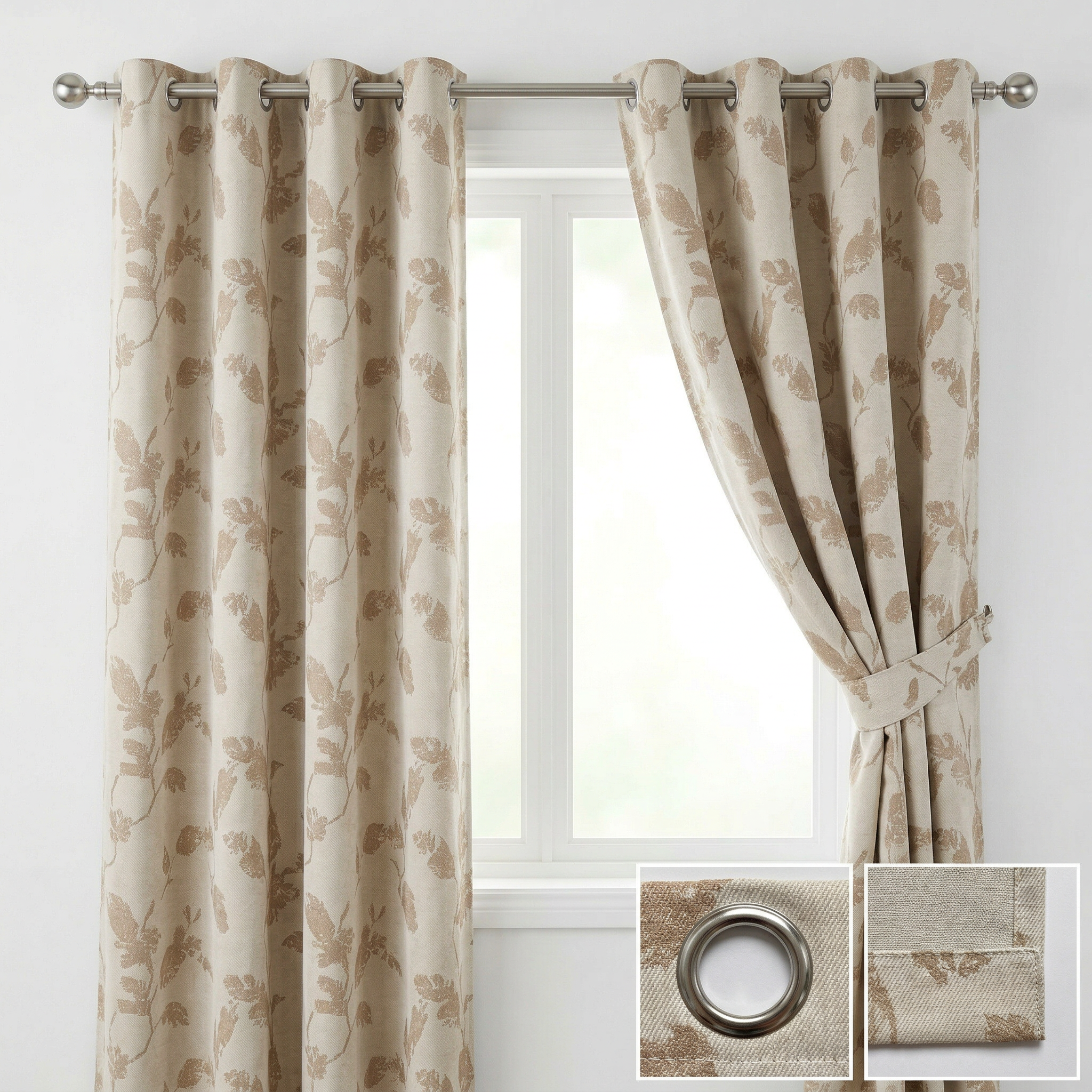 Dusky Floral Leaf Curtains