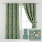 Teal and Mustard Geometric Curtains