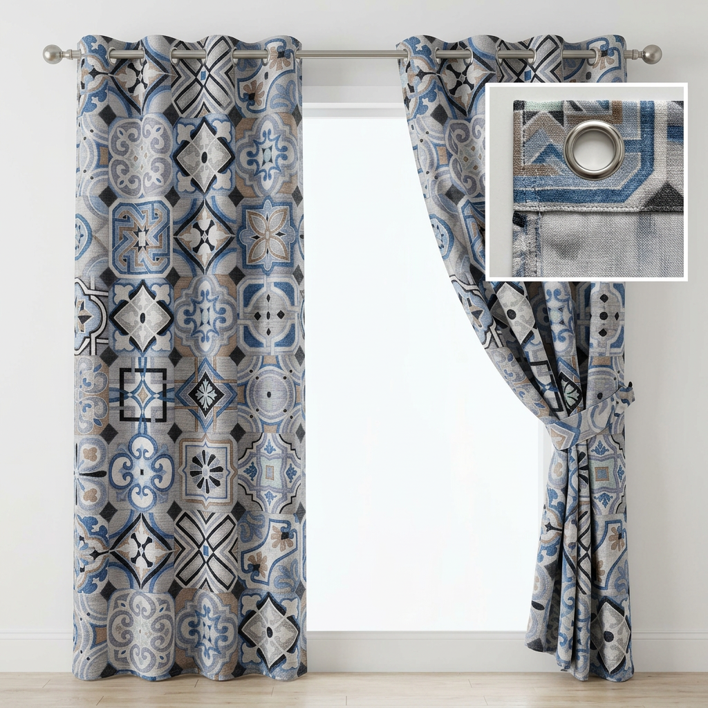 Vintage Terracotta Pattern Curtains