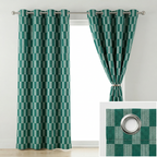 Green & White Checkered Curtains
