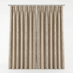 Natural Linen Look Teal & Gold Ethnic Border Curtains