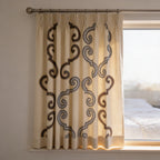 Beige And Brown Upholstery With Scroll Curtains