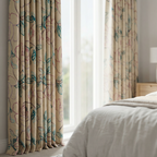 Cream Embroidered Jacobean Floral Curtains