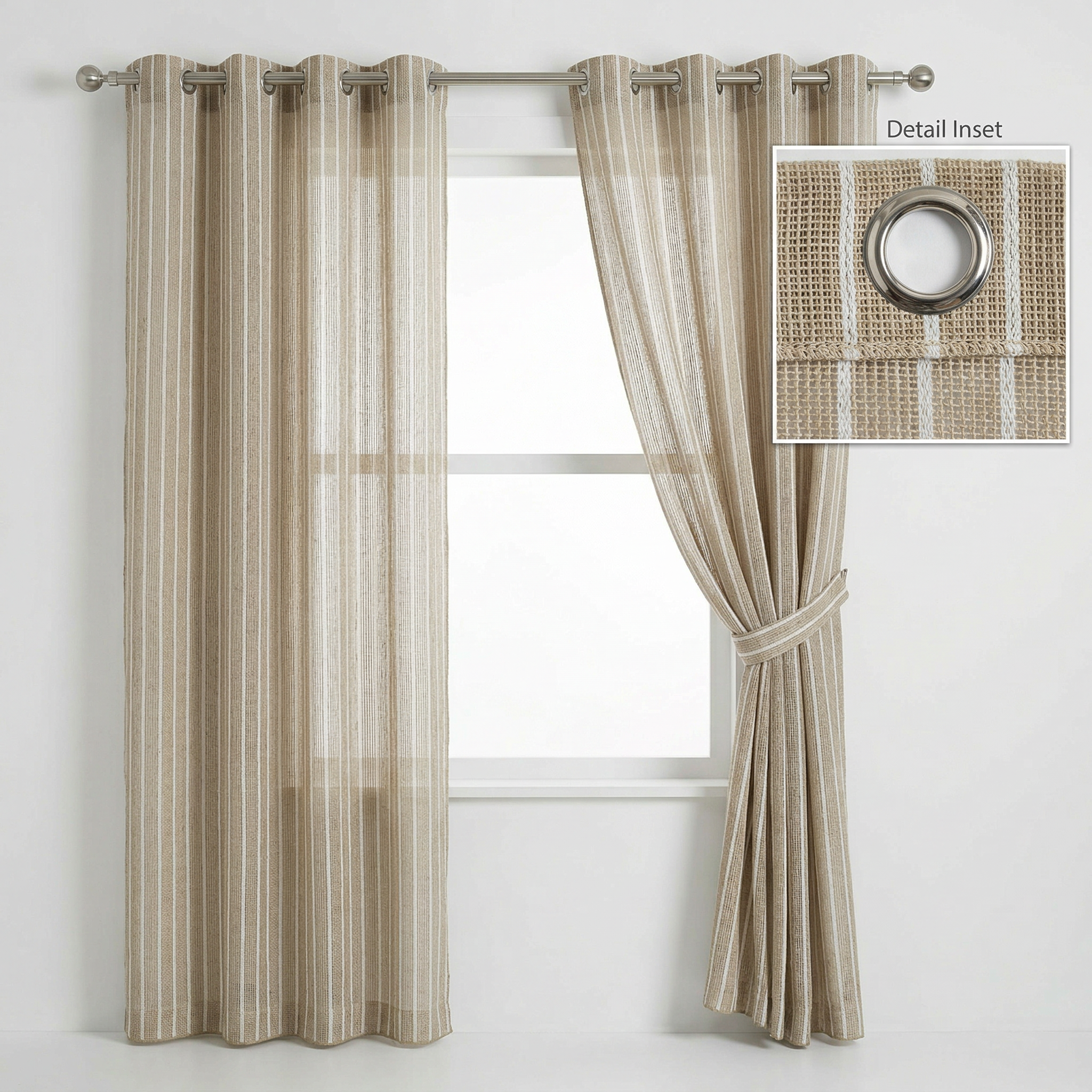 Textured Slub Linen-Cotton Striped Curtain