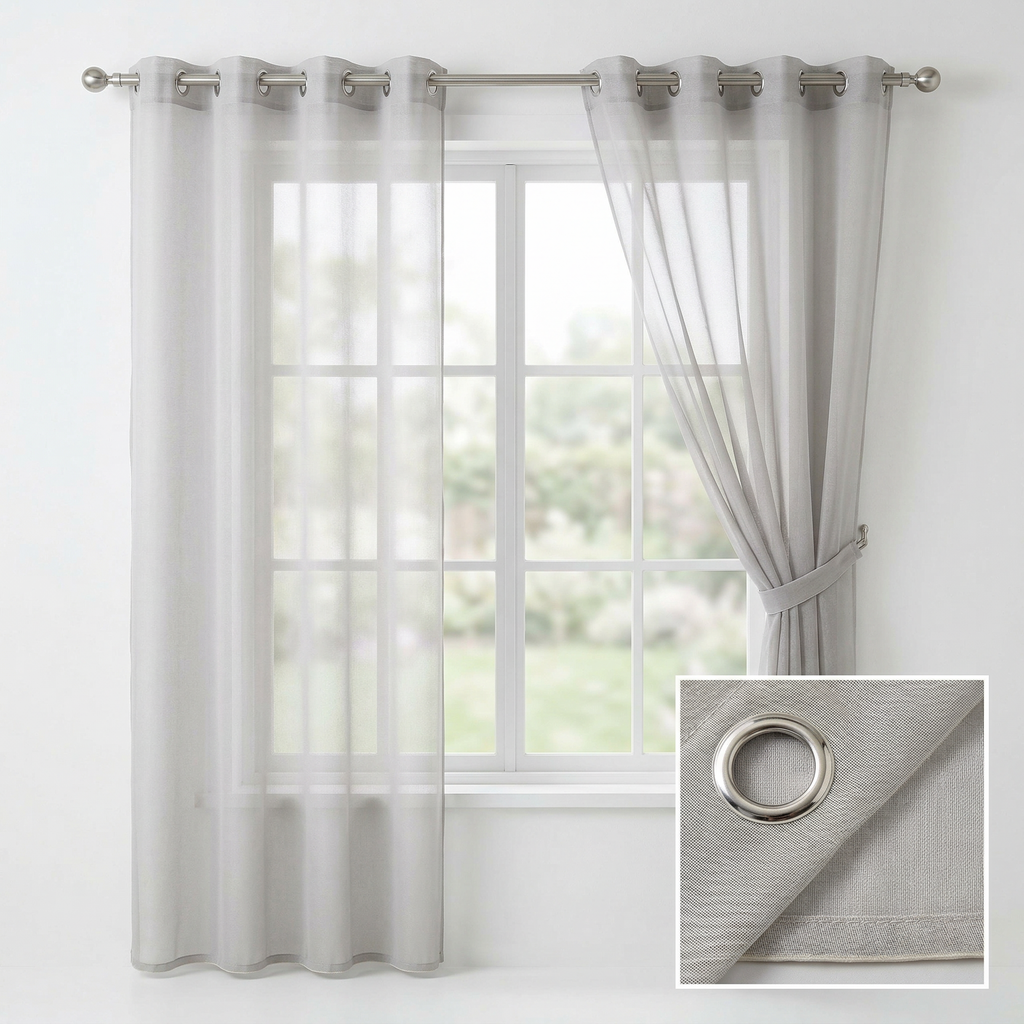Textured Slub Tulle Semi Sheer Curtain