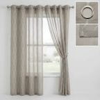 Contemporary Greige Textured Linen Patterned Curtain