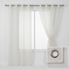Square Grid Linen Effect Net Curtains