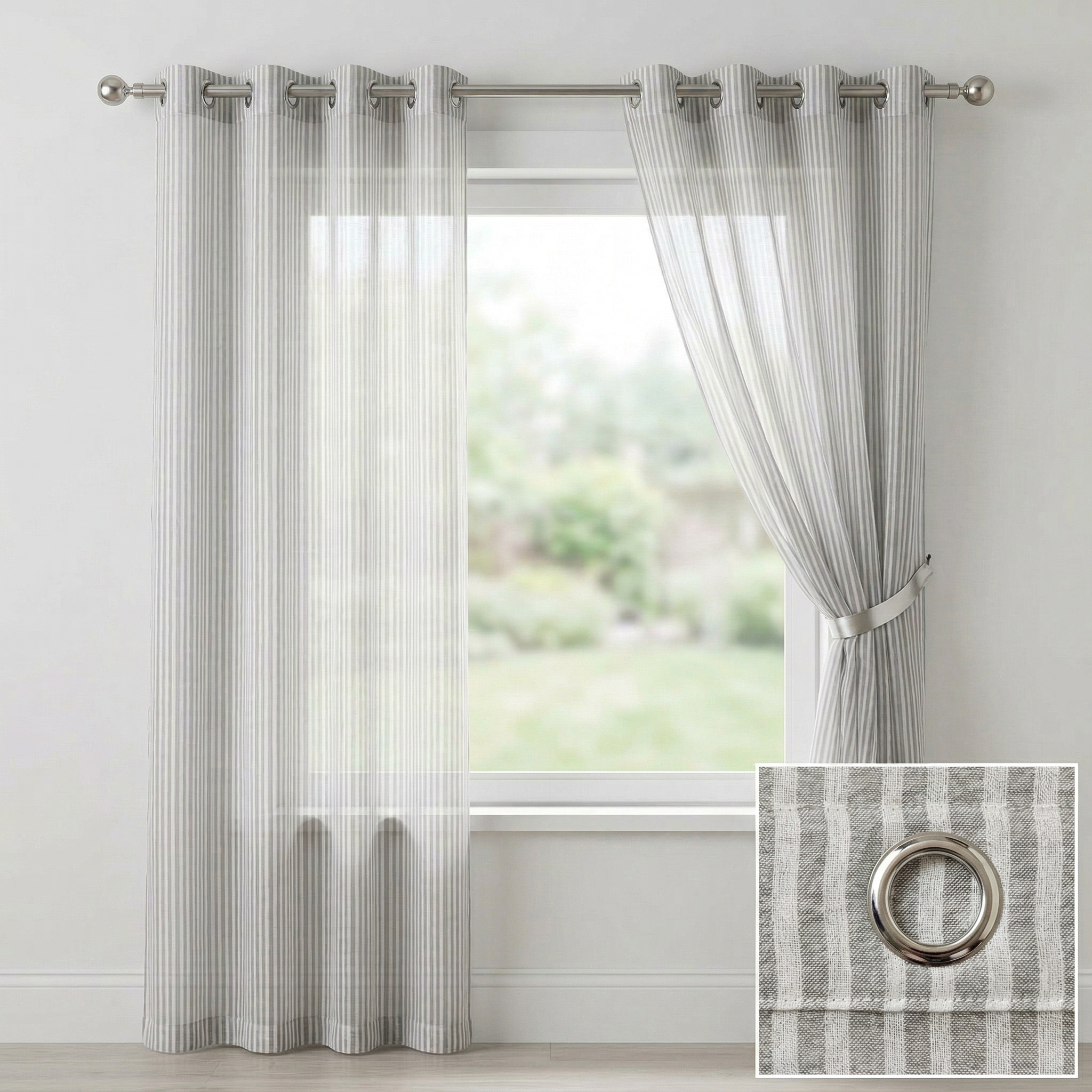 Vertical Stripe Linen Blend Cotton Curtains