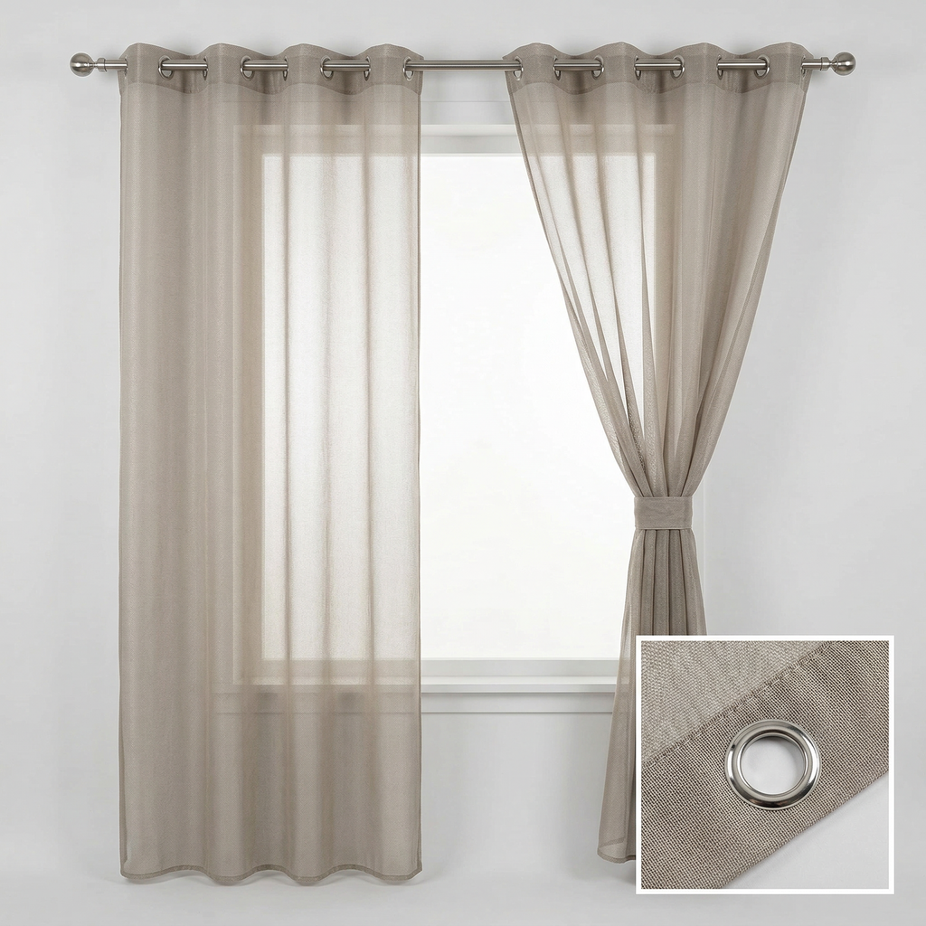 Fine Mesh Textured Tulle Semi Sheer Curtain