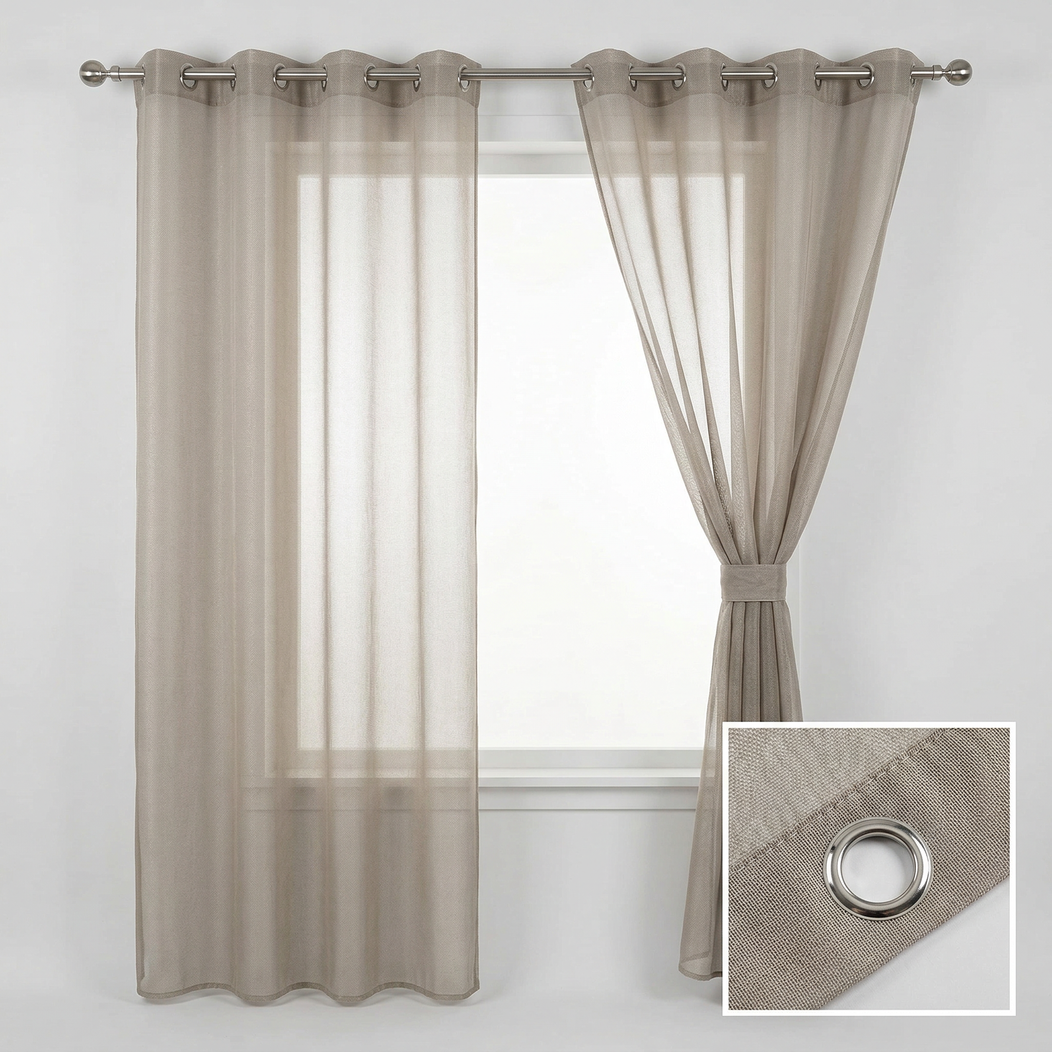 Fine Mesh Textured Tulle Semi Sheer Curtain