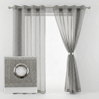 Square Grid Linen Effect Net Curtains