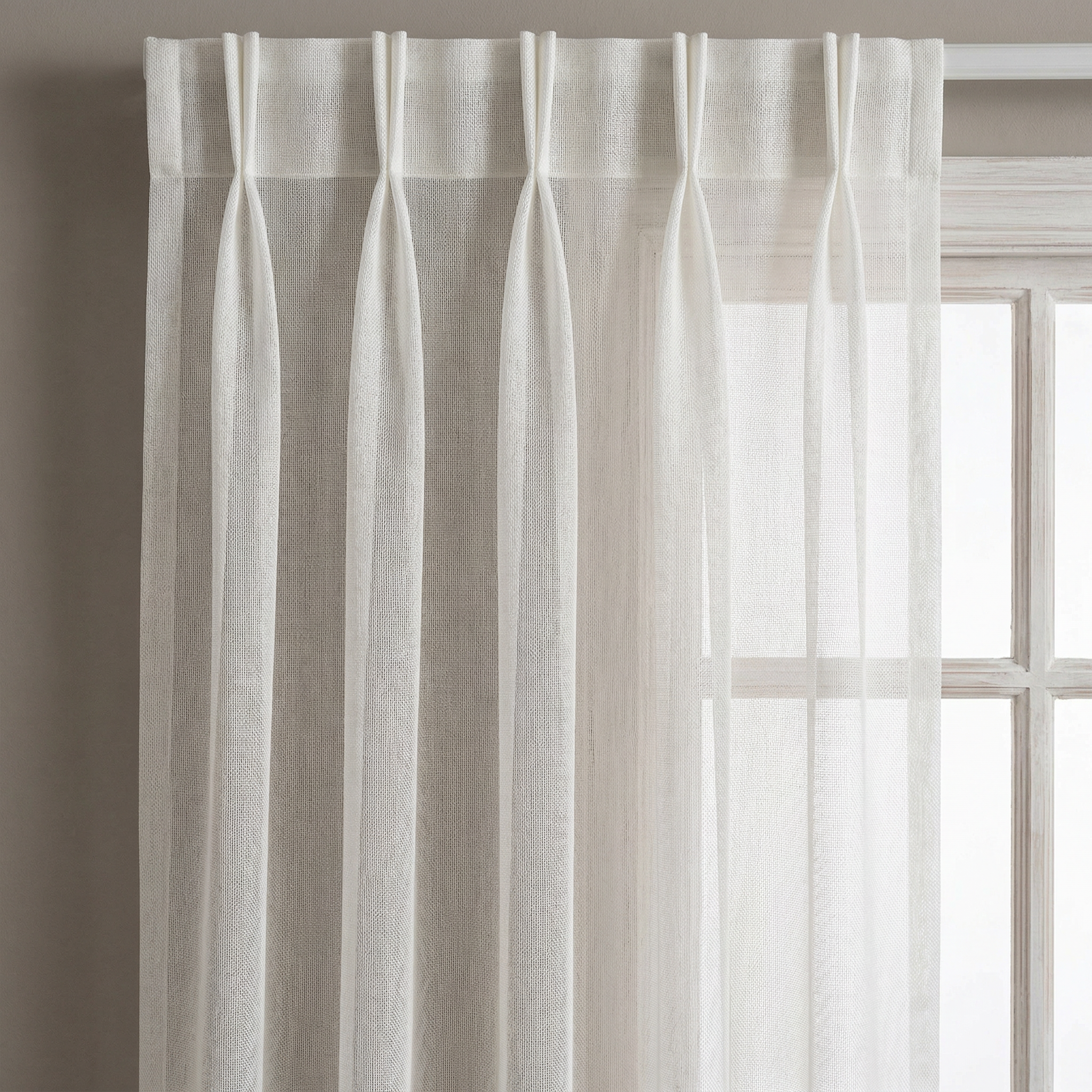 Fine Mesh Textured Tulle Semi Sheer Curtain