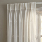 White Floral Embroidered Tulle Curtains