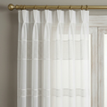 White Linen Sheer Curtains with Net Border