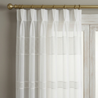 White Linen Sheer Curtains with Net Border