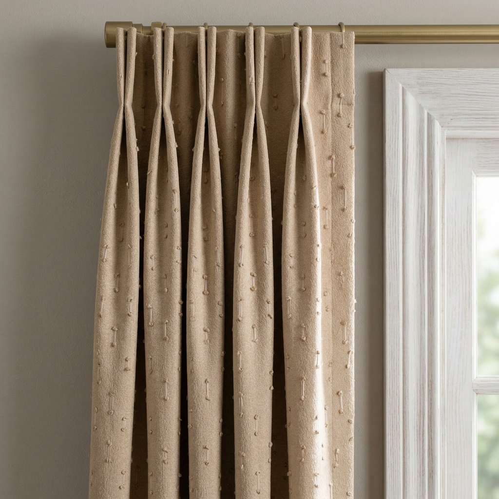 Stone Cream Cotton Linen Tweed Effect Curtain