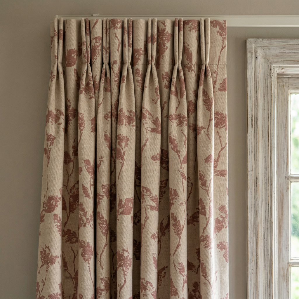 Dusky Floral Leaf Curtains