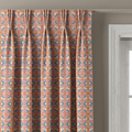 Orange Teal Feather Pattern Curtains