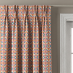 Orange Teal Feather Pattern Curtains
