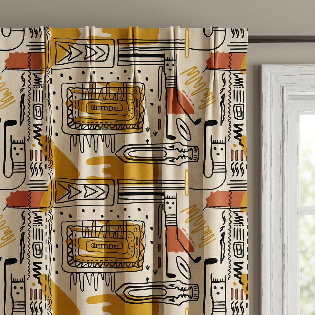 Abstract Tribal Doodle Curtains