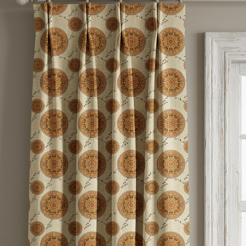 Bohemian Gold Circles Curtains