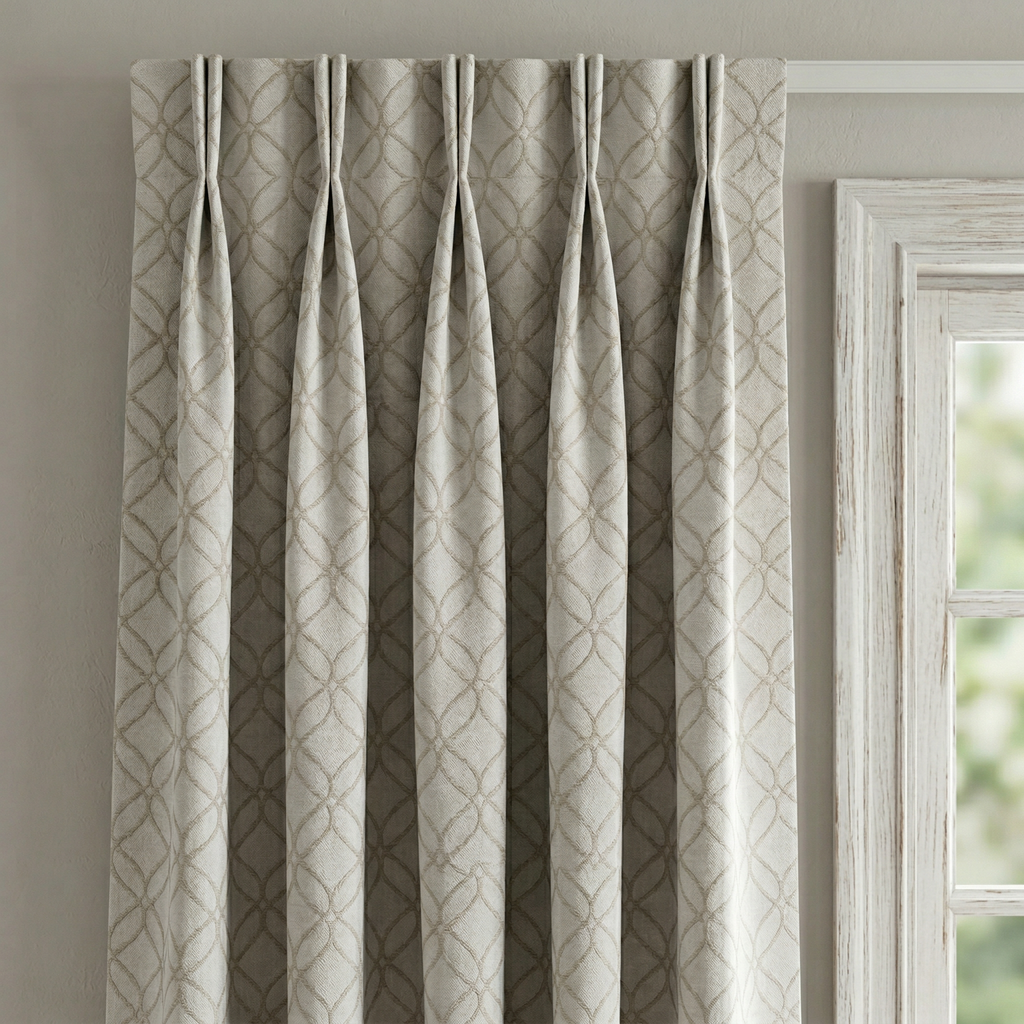Modern Champagne Gold Trellis Geometric Curtains