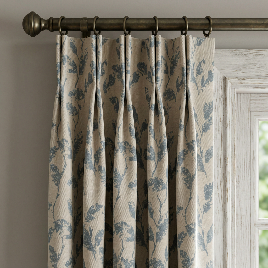Dusky Floral Leaf Curtains