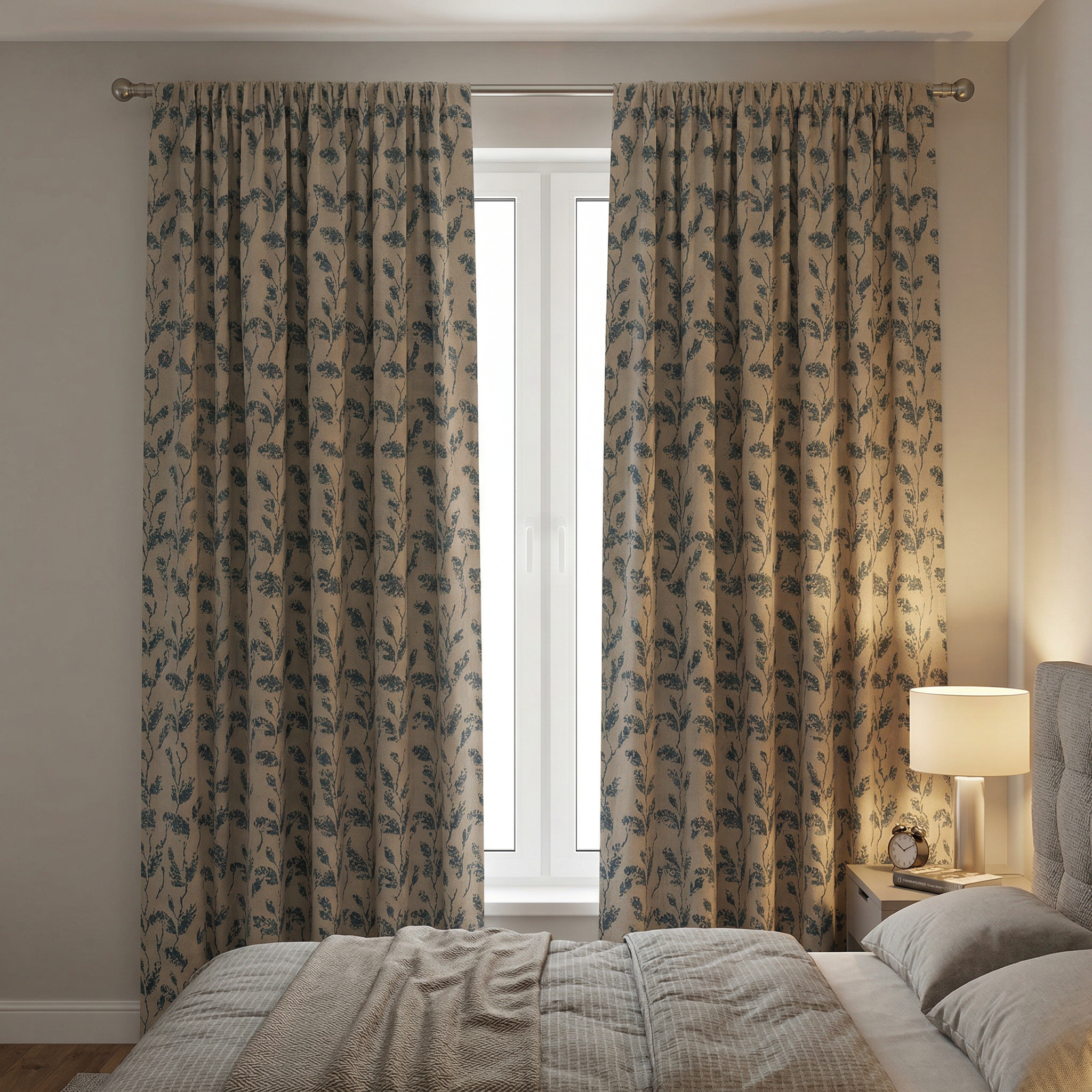 Dusky Floral Leaf Curtains