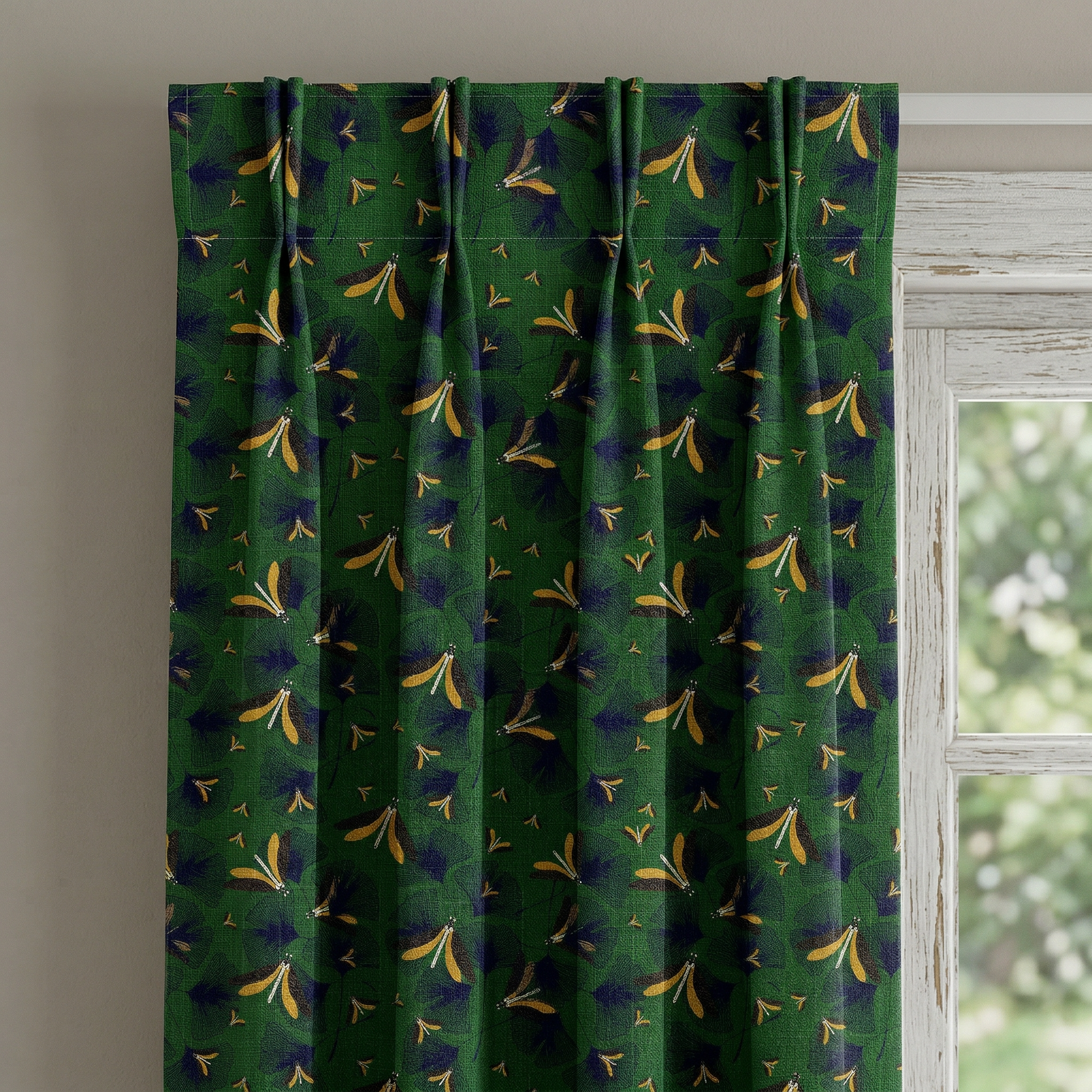 Green Ginkgo Leaf Curtains