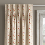 White Cotton With Orange Leaf Curtains