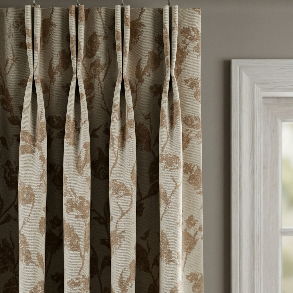 Dusky Floral Leaf Curtains