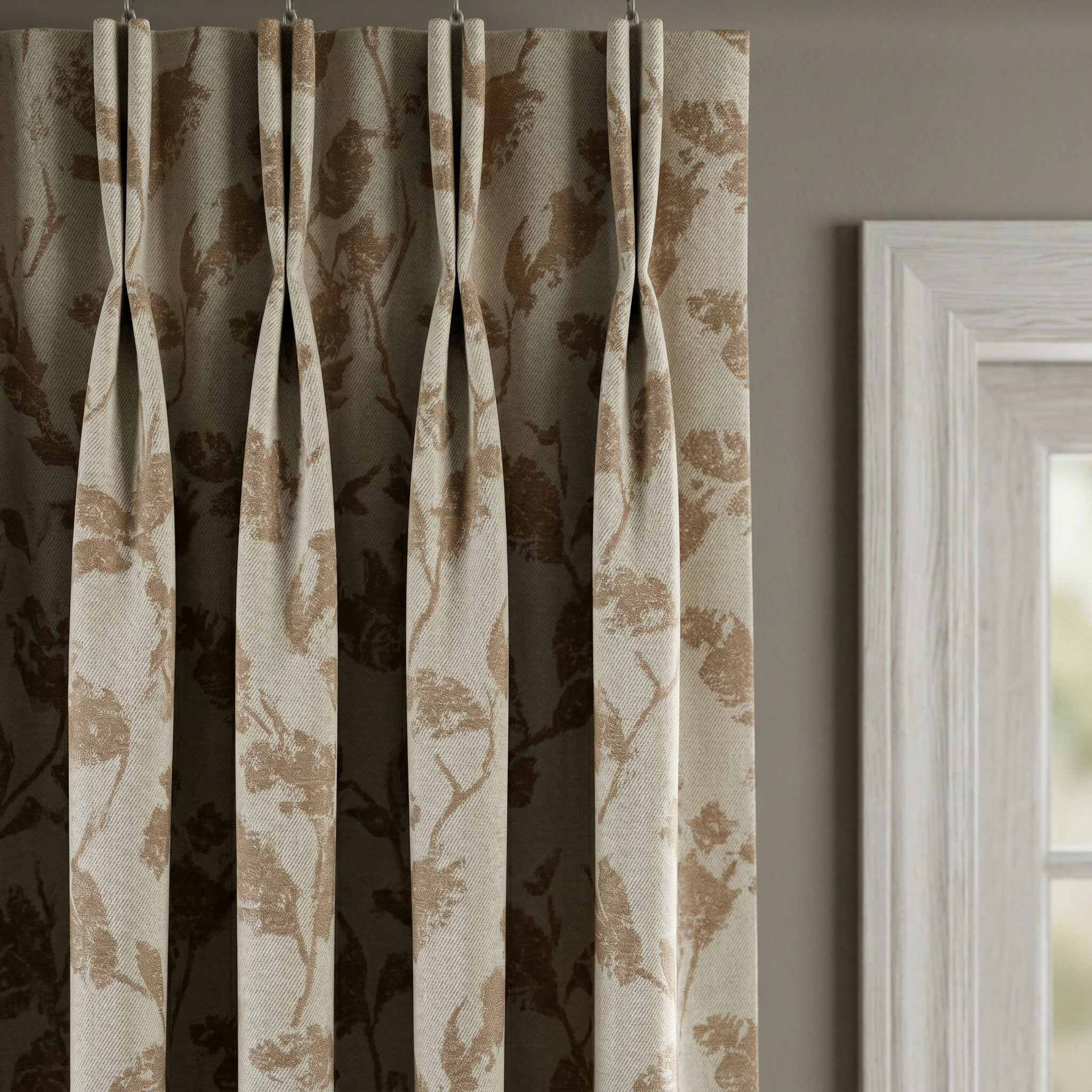 Dusky Floral Leaf Curtains
