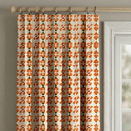 Retro Orange And Black Cotton Blend Curtains