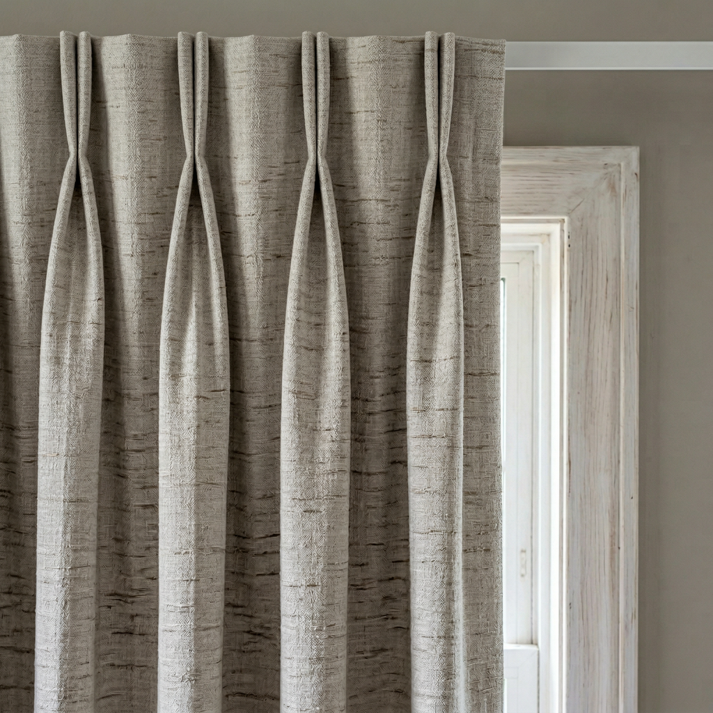 Sophisticated Oatmeal Shimmer Textured Curtains