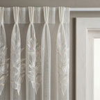 Sophia Embroidered Leaf White Voile Curtains