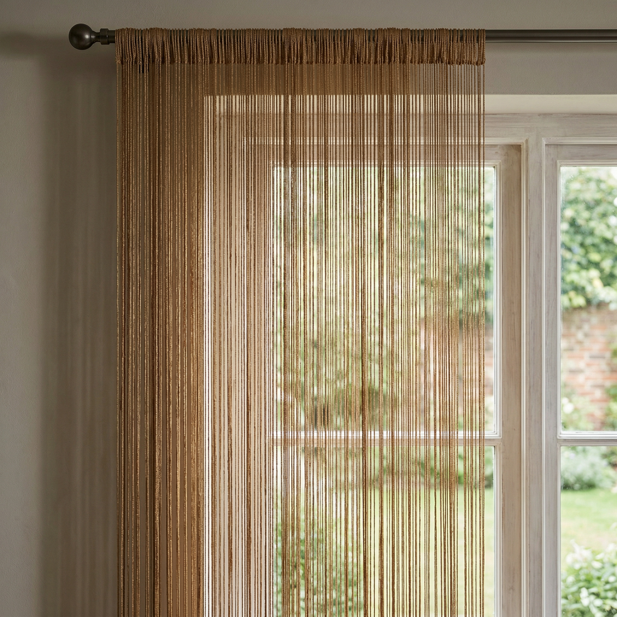 Modern Neutral Tassel String Net Curtain