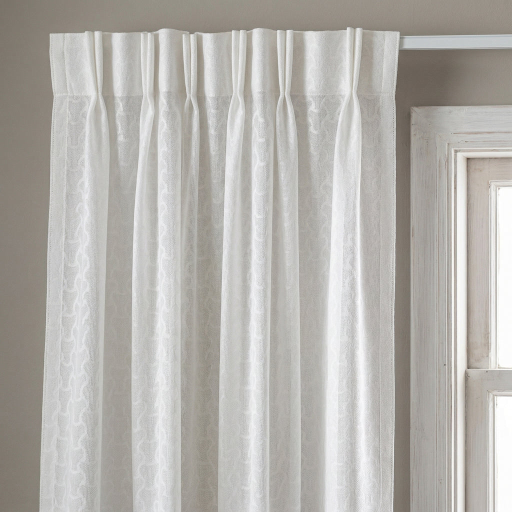Luxury Ivory Linen Mix Pleated Semi-Sheer Curtain