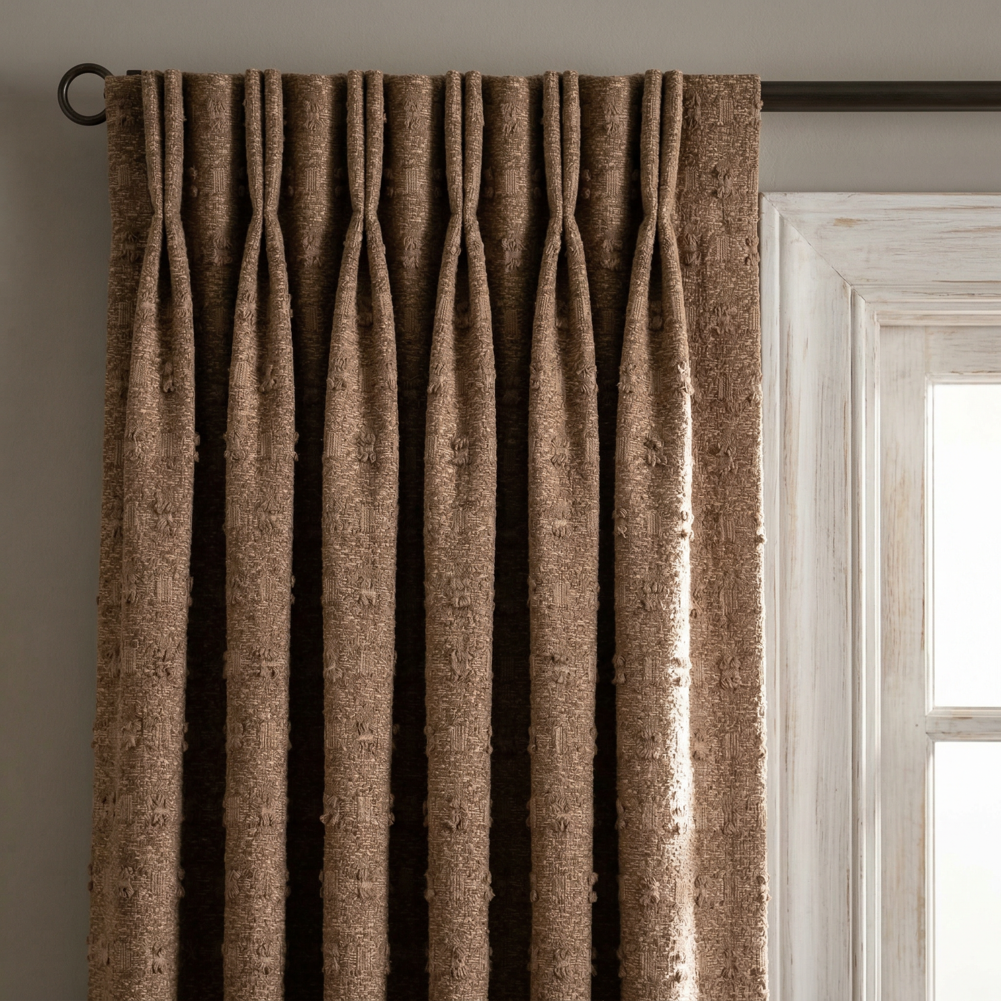 Chestnut Brown Textured Linen Blend Cotton Curtains
