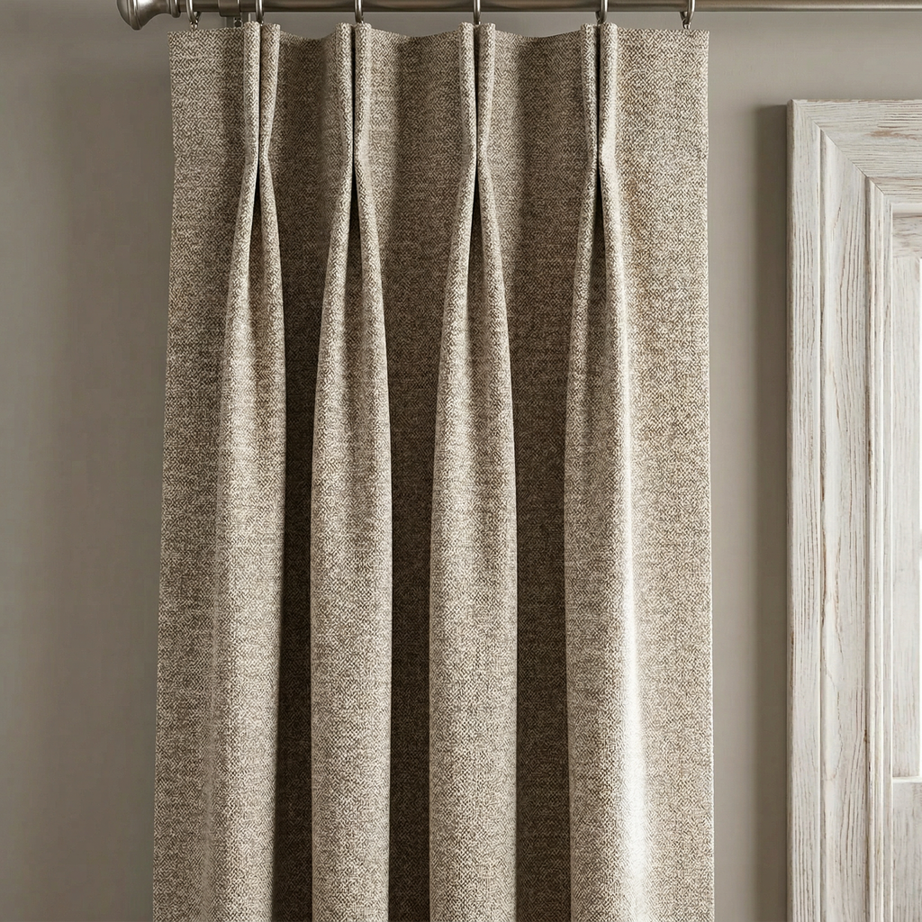 Natural Oatmeal Herringbone Linen Blend Cotton Curtains