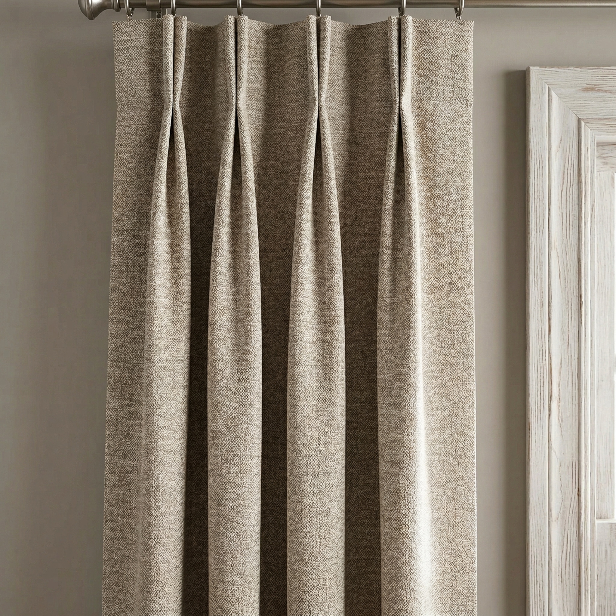 Natural Oatmeal Herringbone Linen Blend Cotton Curtains