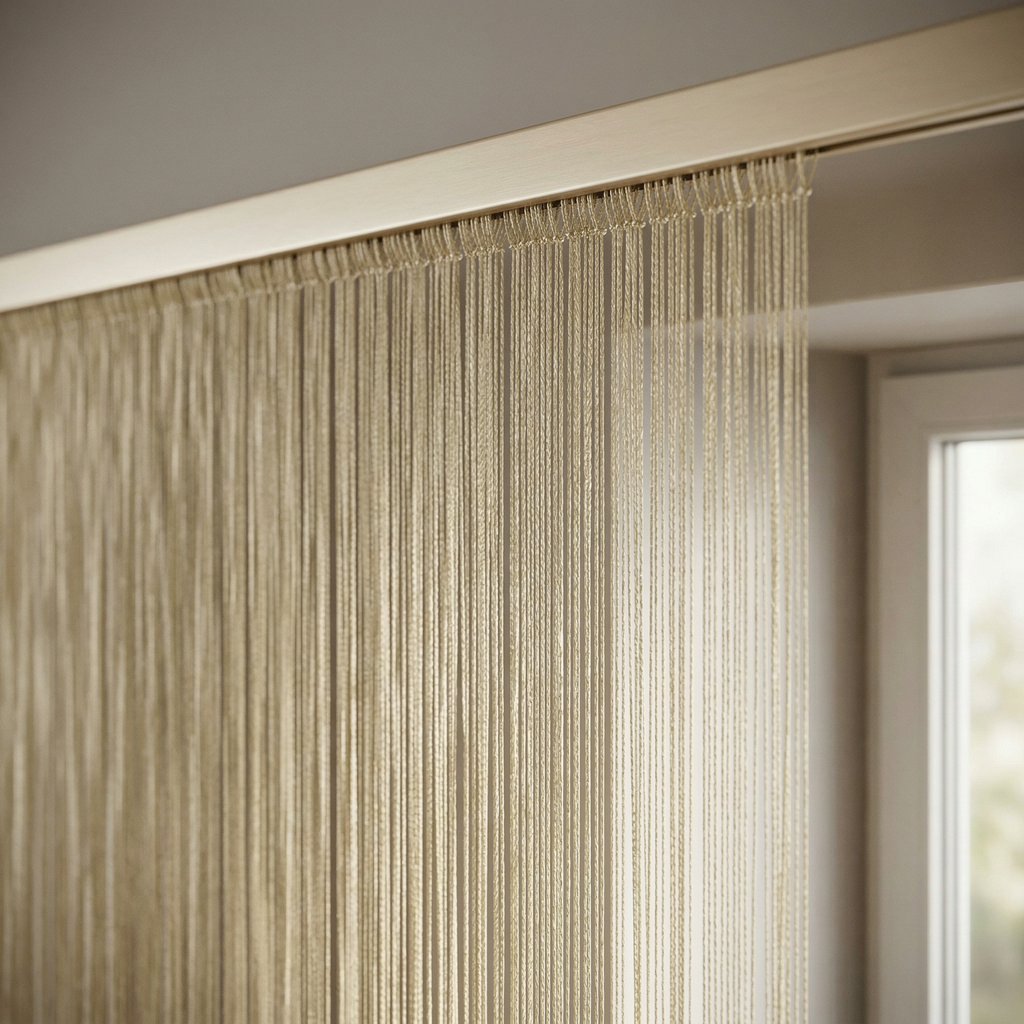 Modern Neutral Tassel String Net Curtain