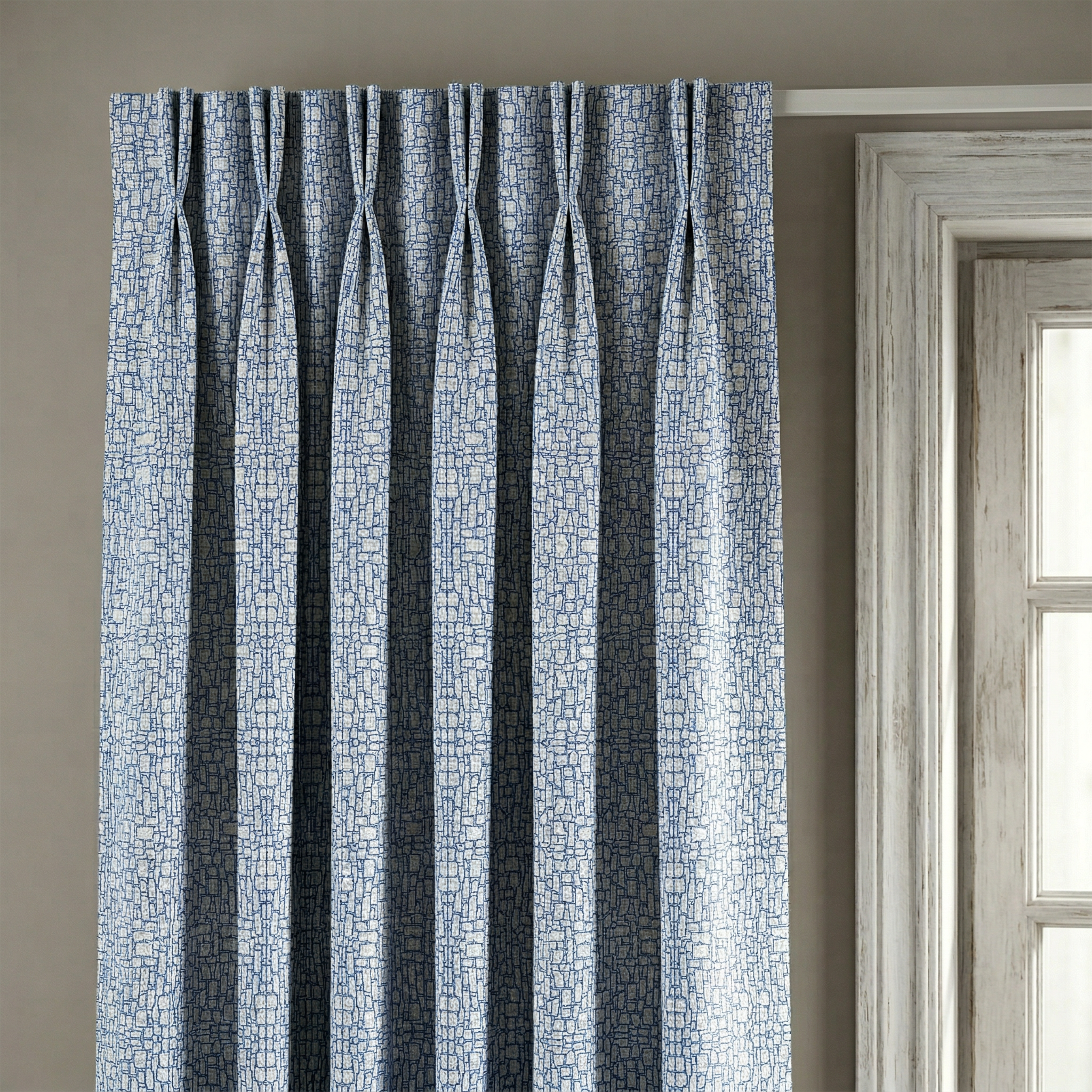 Blue Geometric Squares Curtains