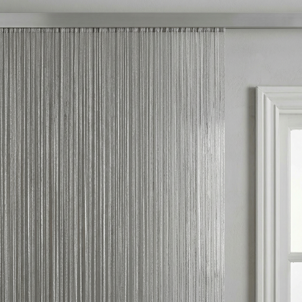 Modern Neutral Tassel String Net Curtain