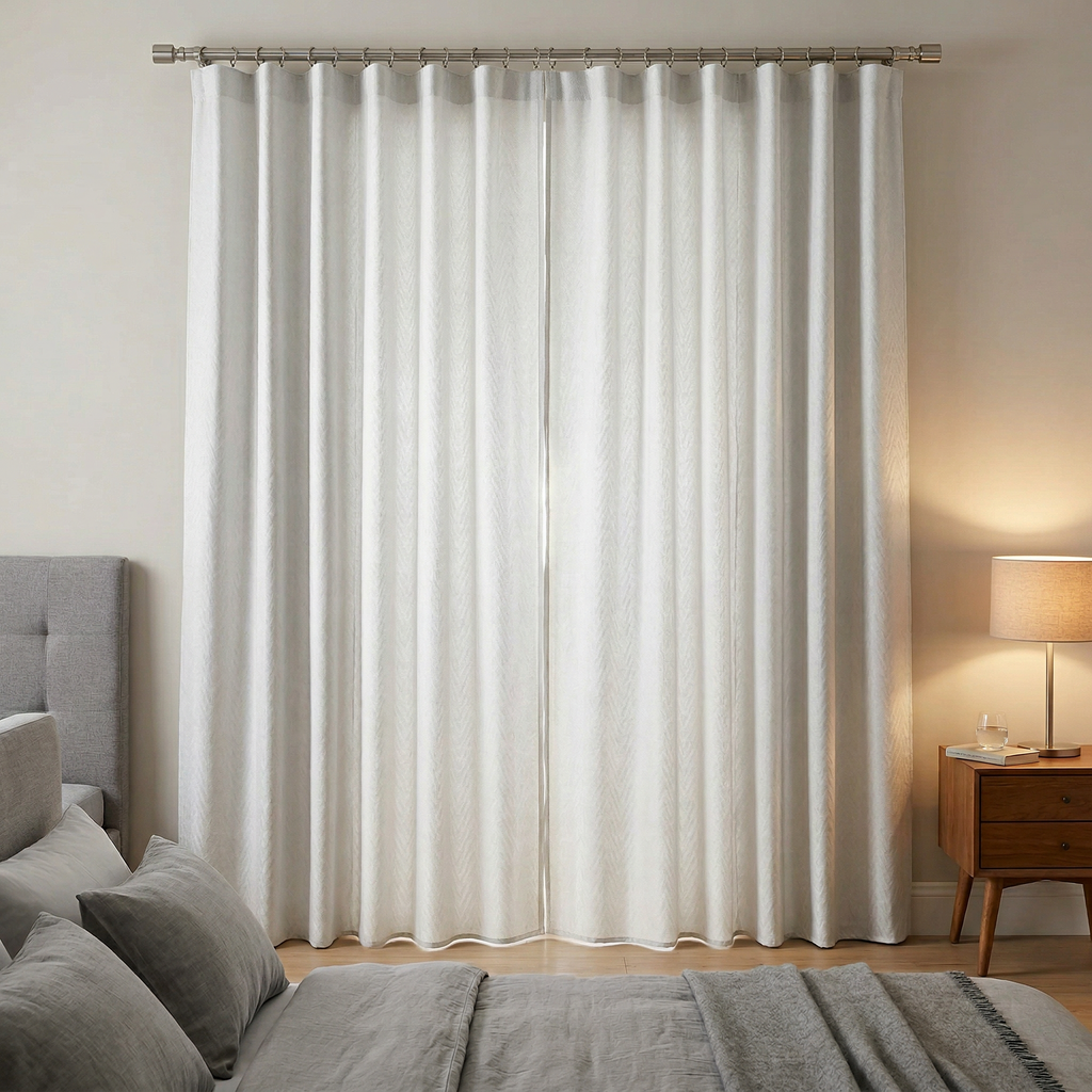Luxury White Textured Zigzag Sheer Net Curtains