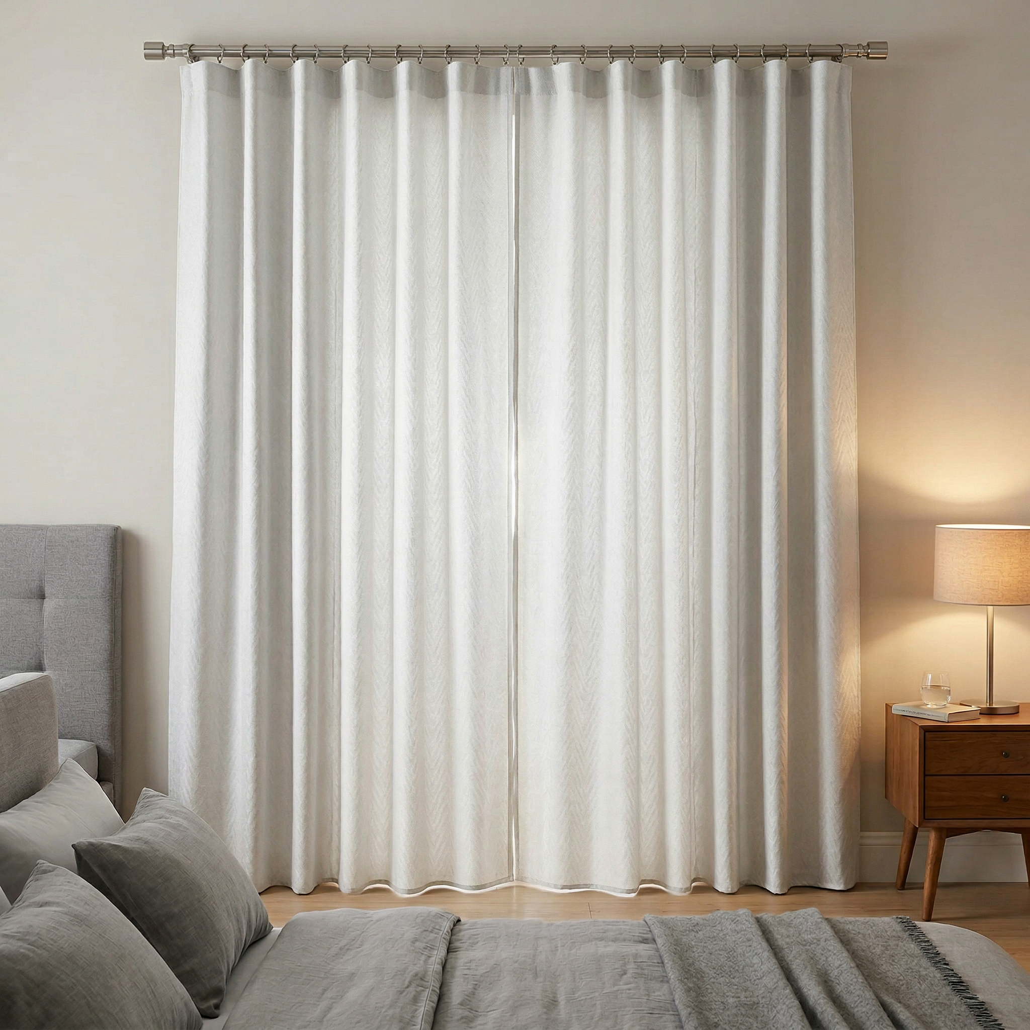 Luxury White Textured Zigzag Sheer Net Curtains